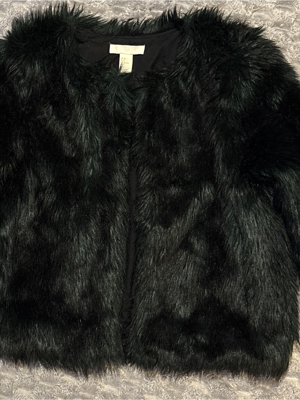 H&M Black Faux Fur Teddy Jacket